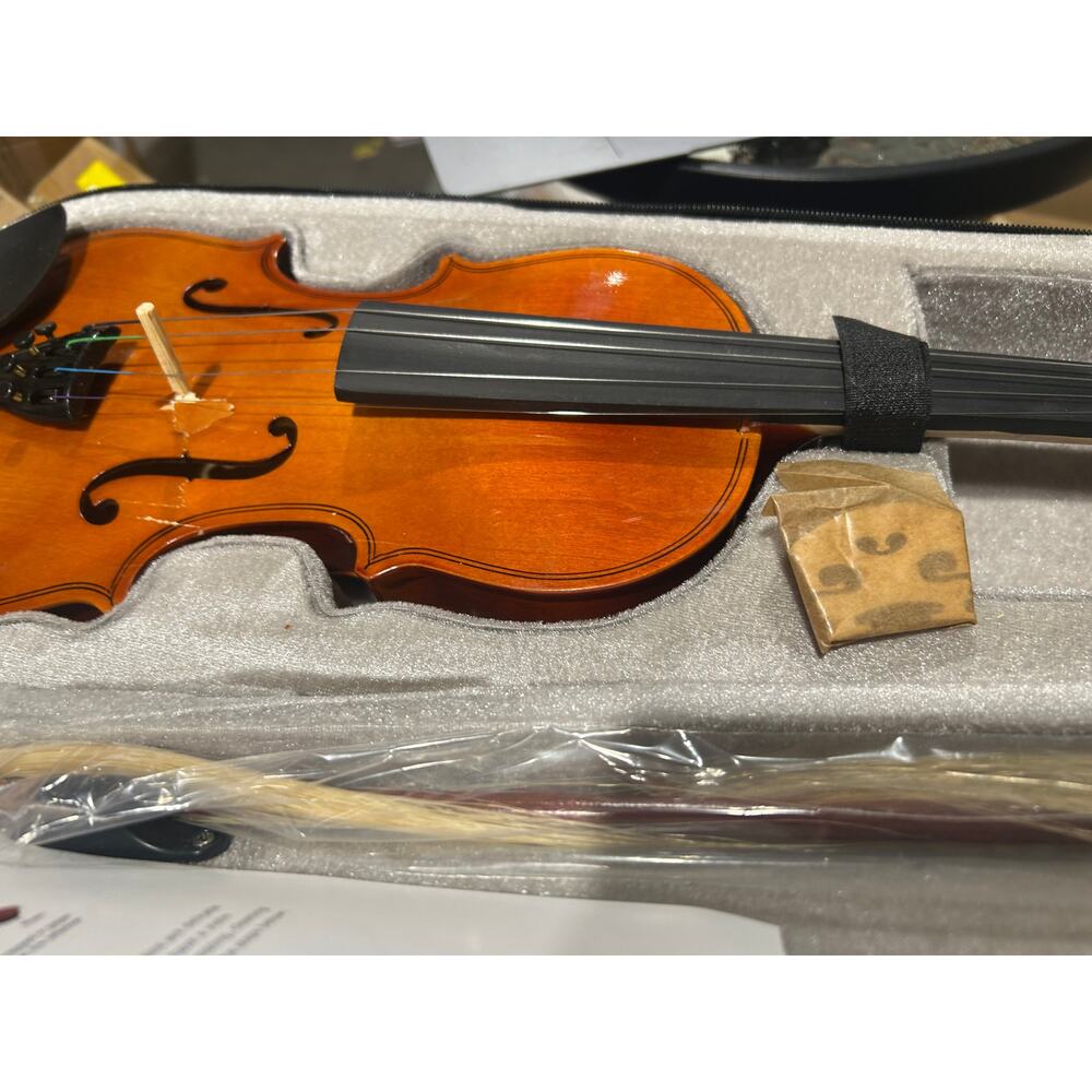 1/2 Solid Wood Student Violin Starter Kit Natural Maple Wood & Case